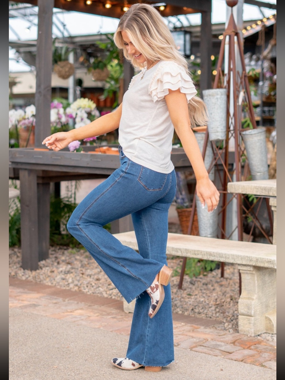 Judy Blue Women’s Hi Waist Tummy Control Fray Hem Flare Jeans Size 18W